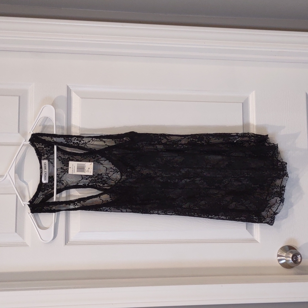 Black lacey, sheer tank top.  NWT